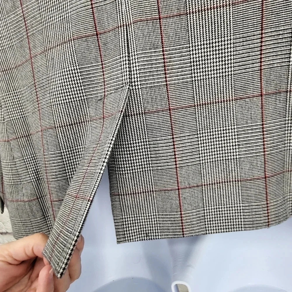 TOMMY HILFIGER Gray Plaid Two Button Blazer Jacket Sz 14 Business Casual Office - Picture 8 of 15